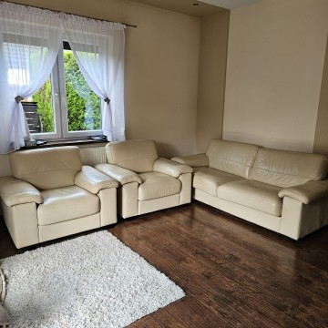 MEBLE SKÓRZANE kanapa + 2 fotele