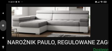 Narożnik Paulo szary regulowany zagł&oacute;wki