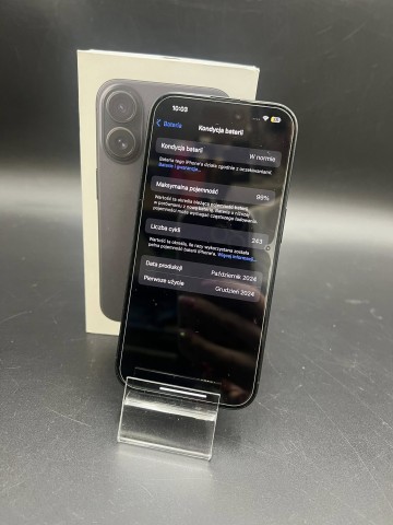 Smartfon APPLE iPhone 16 5G 128 GB 6.1" Czarny komplet Kondy