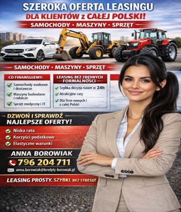 SZEROKA OFERTA LEASINGU DLA KLIENT&Oacute;W Z CAŁEJ POLSKI!
