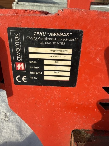 Pług zagonowy 4 skibowy, AWEMAK - 4x40cm 2020rok