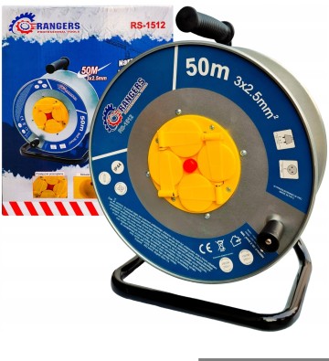 PRZEDŁUŻACZ BĘBNOWY 50m 3&times;2,5mm&sup2; METALOWY NA BĘBNIE BUDOWLAN