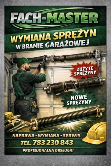 NAPRAWA sprężyn do bram Wymiana peknietej spręzyny w bramie