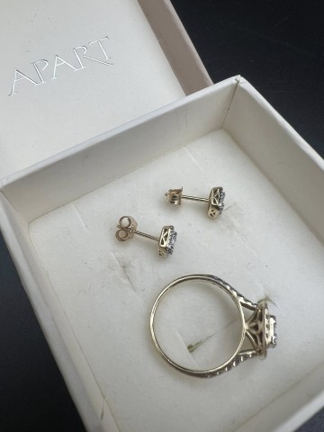 Komplet złotej biżuterii z diamentami 14k Apart