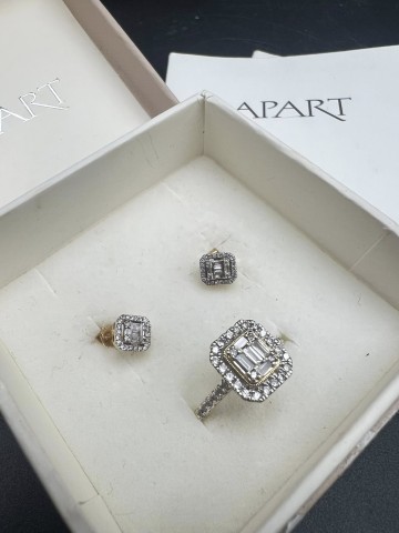 Komplet złotej biżuterii z diamentami 14k Apart