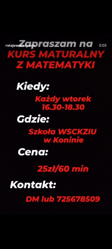 KURS MATURALNY Z MATEMATYKI