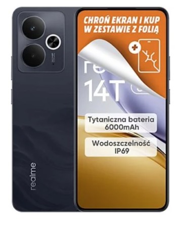 Nowy smartfon REALME 14T 8GB /256 GB czarny black nowy 120Hz