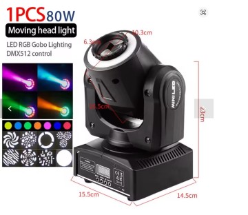 Lampa dyskotekowa sceniczna, ruchoma głowa 80W. Nowa