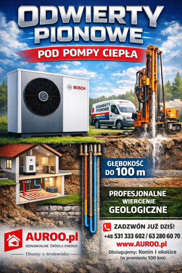 Odwierty / Kolektory pionowe / GRUNTOWE POMPY CIEPŁA BOSCH