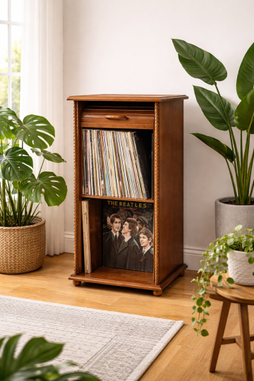 Drewniana szafka regał na płyty winylowe