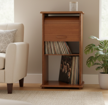 Drewniana szafka regał na płyty winylowe