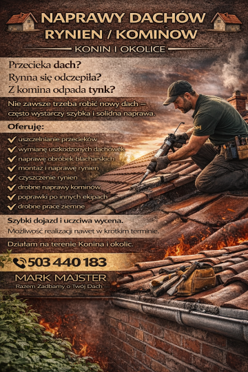 ???? NAPRAWY DACH&Oacute;W / RYNIEN / KOMIN&Oacute;W &ndash; KONIN I OKOLICE ??? ...