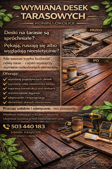 ???? WYMIANA DESEK TARASOWYCH &ndash; KONIN I OKOLICE ????