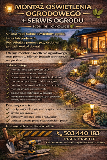 ???? MONTAŻ OŚWIETLENIA OGRODOWEGO + SERWIS OGRODU KONIN I O ...