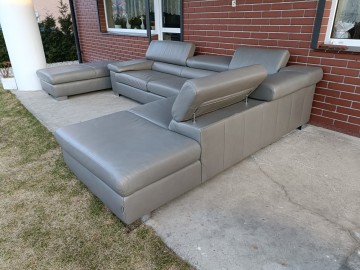 Sprzedam narożnik plus pufa ze sk&oacute;ry