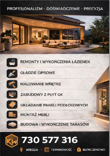 Kompleksowe wykończenia wnętrz – Konin i okolice (62-500)