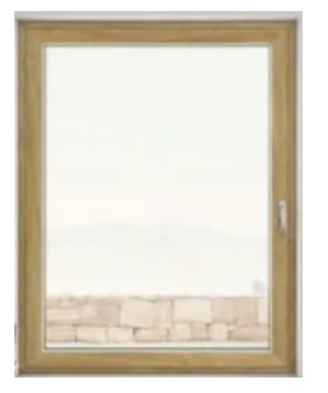 Okno PCV obustronny Woodek Dąb Turner LEWE rozwierno-uchylne