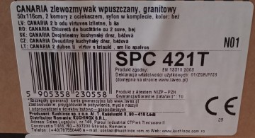 Sprzedam NOWY zlewozmywak granitowy Laveo Canaria 50x116 cm