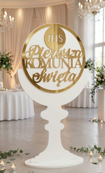 WYNAJEM: KIELICH KOMUNIJNY  110 CM &ndash; EFEKT ZŁOTE LUSTRO