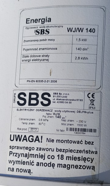 Sprzedam bojler 140 litrów