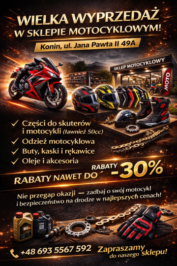 WYPRZEDAŻ W SKLEPIE MOTOCYKLOWYM