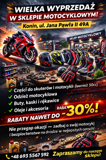 WYPRZEDAŻ W SKLEPIE MOTOCYKLOWYM