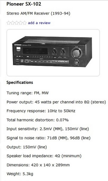 Amplituner stereo hifi Pioneer SX-102 b.niska cena