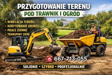 Prace porządkowe, przygotowanie terenu pod trawnik.