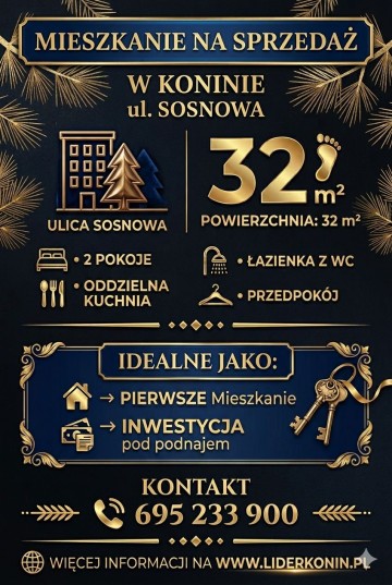 2 pokoje| 32 m² |Konin, ul. Sosnowa| Idealne pod inwestycje