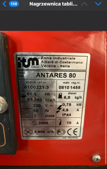 Nagrzewnica przemysłowa olejowa Antares 80kW Italy profesjon
