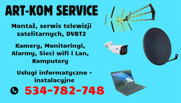 Kamery, montaż TV sat DVBT2, Internet Starlink/LTE