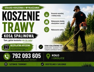 Koszenie trawy kosą spalinową