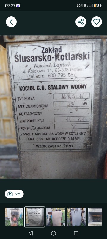 Kocioł centralnego ogrzewania wodny 23 kW